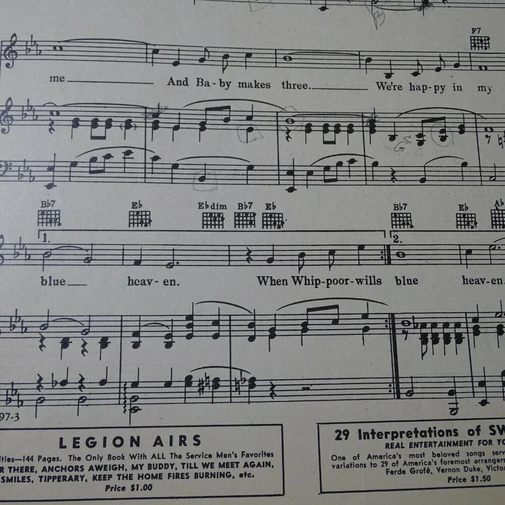 Vintage My Blue Heaven Leo Feist George Whiting Walter Donaldson Sheet Music Art - Picture 8 of 8